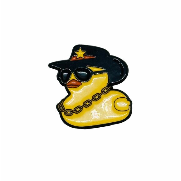 🤩Pin Cartoon Geometric Little Yellow Duck Wearing A Hat Metal Brooch Cowboy Hat - Picture 4 of 6